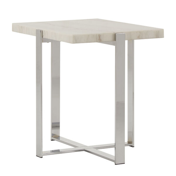 Diana Chrome Marble Top Framed End Table, image 1